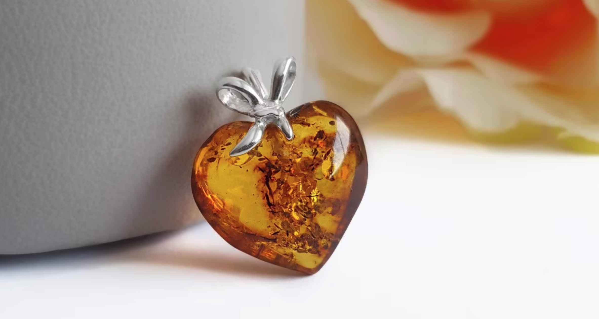 Amber heart jewelry