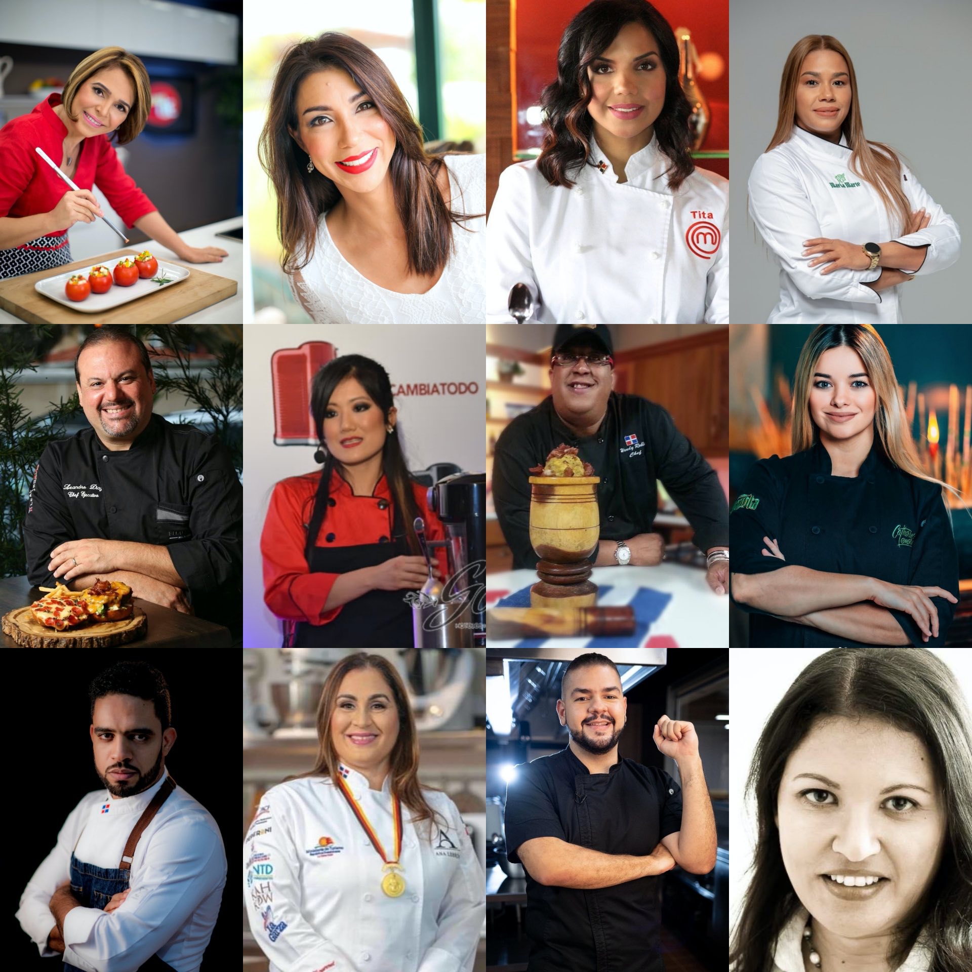 Collage of photos showing the top chefs in Dominican Republic.