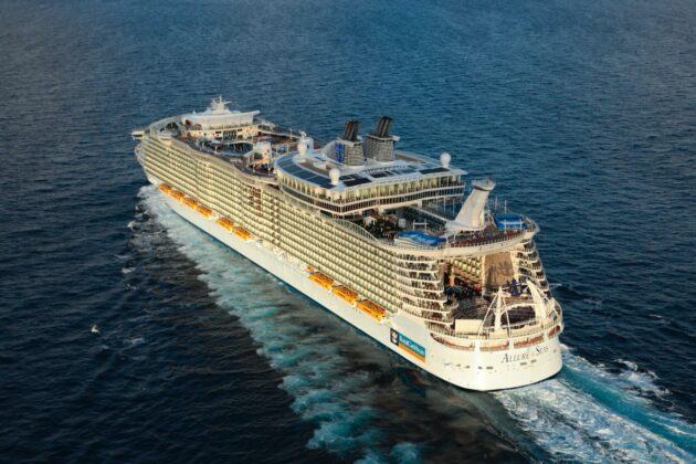 Aerial view of the Allure of the Seas cruiser