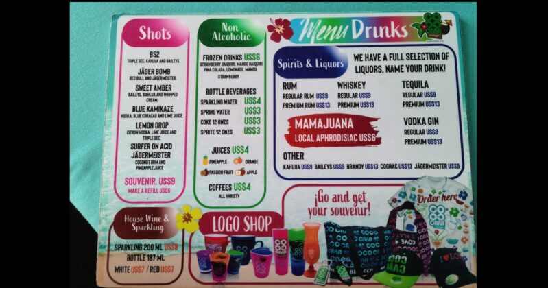 Drinks menu page 2