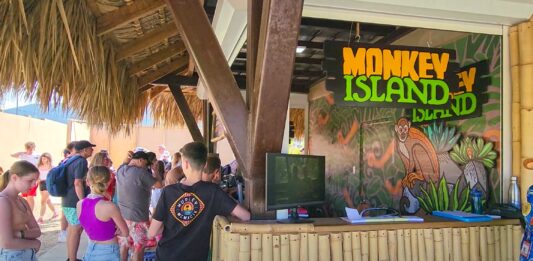 The Taino Bay monkey island ticket booth