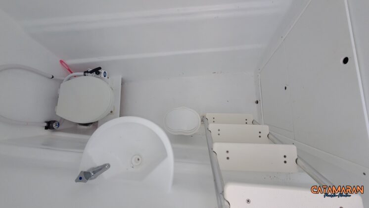 One of the bathrooms in the Catamaran
